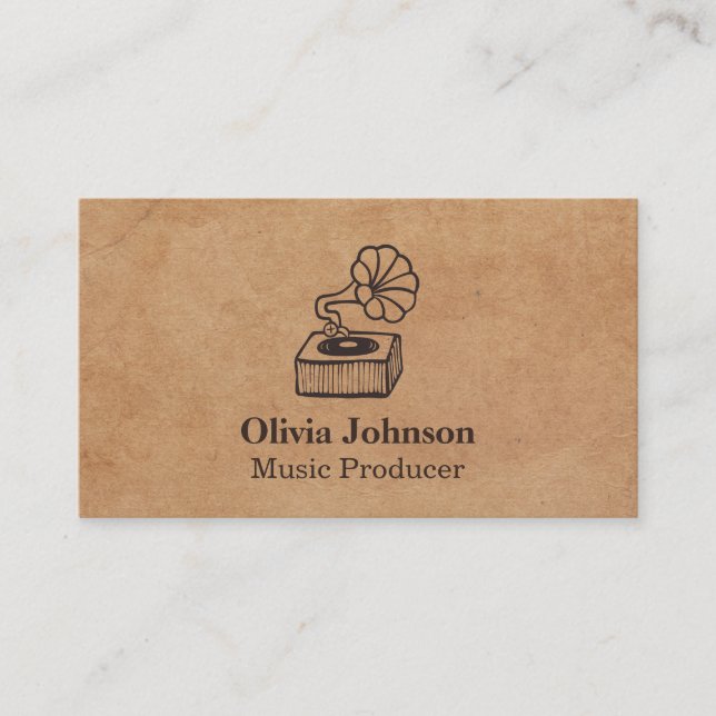 Gramophone Music Producer Vintage Business Cards (Front)