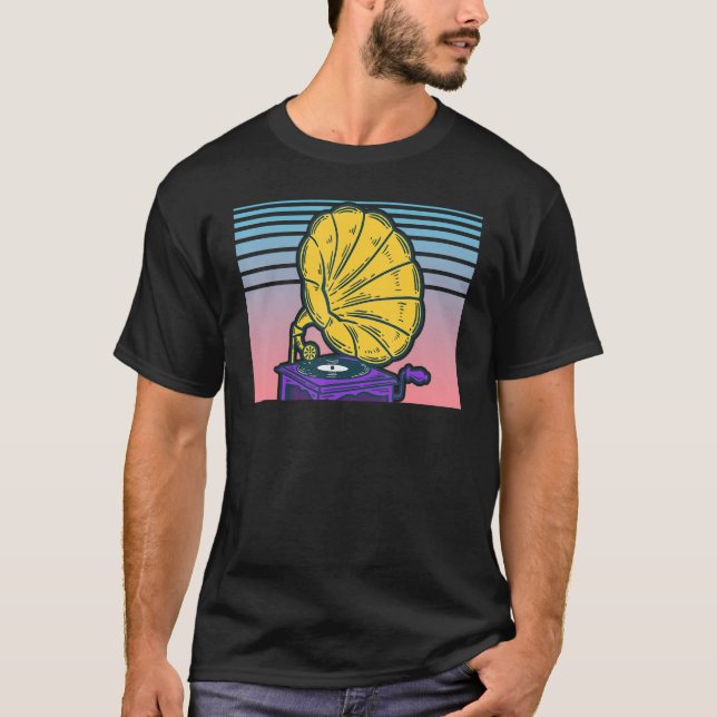 Gramophone Record Player Vaporwave Aesthetic Phono T-Shirt (Front)