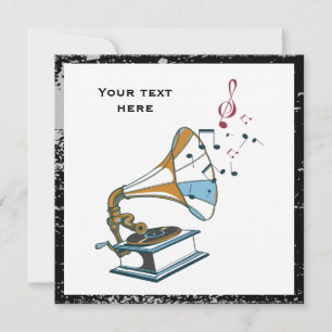 Gramophone retro custom invitation