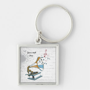 Gramophone retro custom keychain