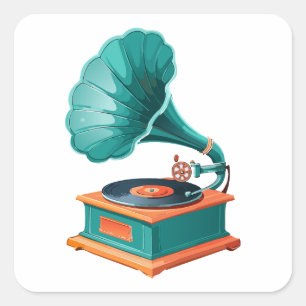 Gramophone Square Sticker