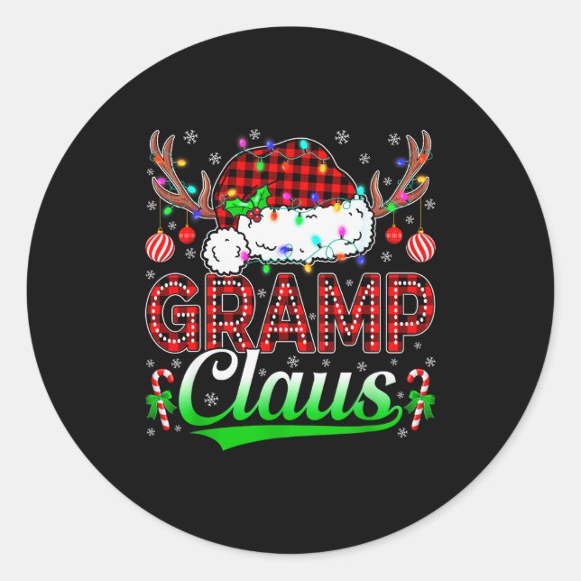 Gramp Claus Christmas Lights Matching Family Xmas  Classic Round Sticker (Front)