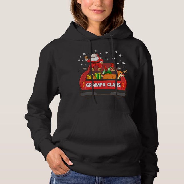 Grampa Claus Red Truck Santa Reindeer Elf Christma Hoodie (Front)