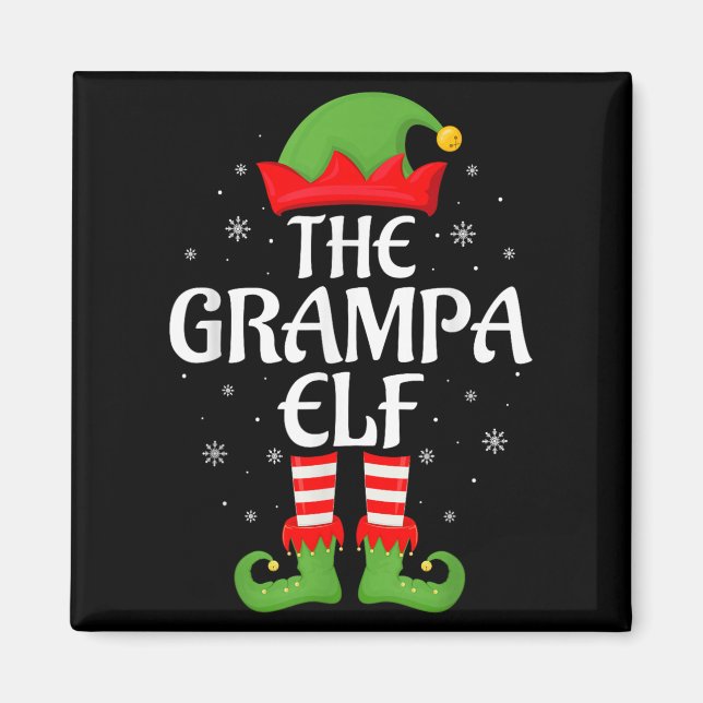 Grampa Elf Xmas Family Matching Elf Squad Christma Magnet (Front)