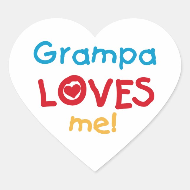 Grampa Loves Me T-shirts and Gifts Heart Sticker (Front)