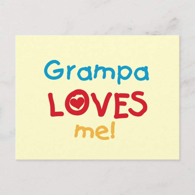 Grampa Loves Me T-shirts and Gifts Postcard (Front)