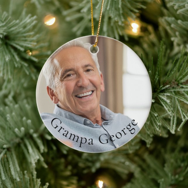 Grampa simple stylish keepsake photo ceramic ornament (Tree)