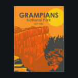 Grampians National Park Australia Vintage Postcard<br><div class="desc">Grampians vector artwork design. The park is known for its sandstone mountains,  wildflowers and wildlife including echidnas and wallabies.</div>