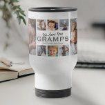 Gramps Father's Day Photo Collage Travel Mug<br><div class="desc">Cute personalised grandfather photo travel coffee mug featuring 8 family pictures,  the words "we love you gramps",  and the kids names.</div>