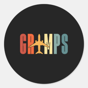 Gramps Grimps Aviator Airplane Aircraft Pilot Gran Classic Round Sticker