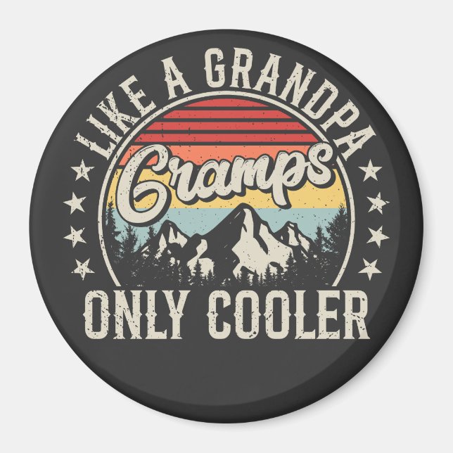 Gramps Like a Grandpa Only Cooler Retro Circle Magnet (Front)