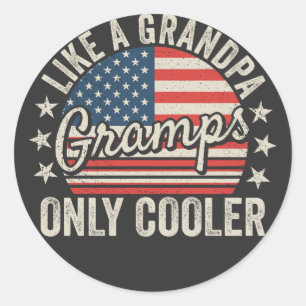 Gramps Like a Grandpa Only Cooler USA Flag Classic Round Sticker