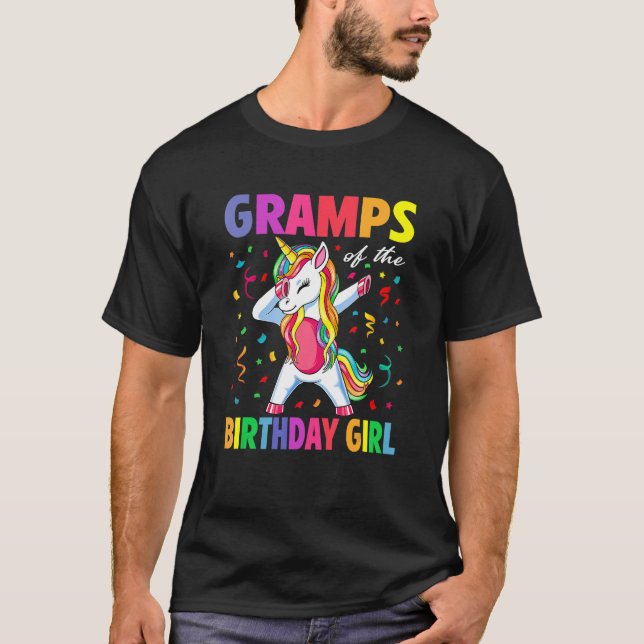 Gramps of the Birthday Party Girl Dabbing Unicorn  T-Shirt (Front)