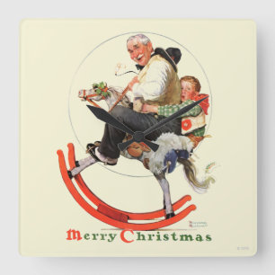 Gramps on Rocking Horse Square Wall Clock