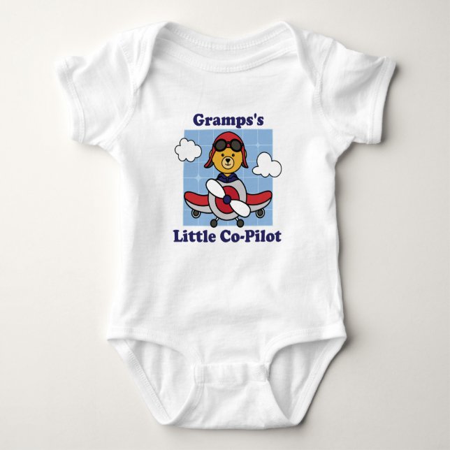 Gramps's Little Co-Pilot - Cute Aeroplane Baby Bodysuit (Front)
