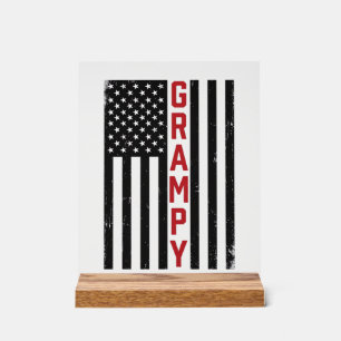 Grampy American Flag Patriotic Vintage Vector Desi Acrylic Sign