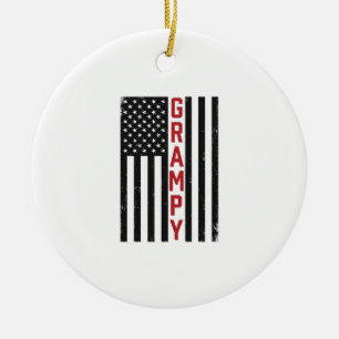 Grampy American Flag Patriotic Vintage Vector Desi Ceramic Ornament