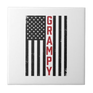 Grampy American Flag Patriotic Vintage Vector Desi Ceramic Tile