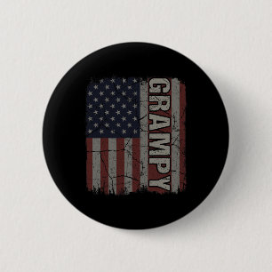Grampy American Flag Vintage Father's Day 4th Of J 6 Cm Round Badge