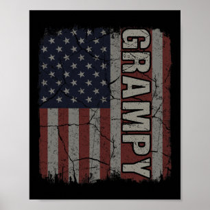 Grampy American Flag Vintage Father's Day 4th Of J Poster