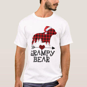 Grampy Bear Christmas Pajama Red Plaid Buffalo Fam T-Shirt