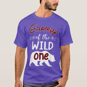 Grampy Bear Of The Wild One Red Plaid Funny 1st Bi T-Shirt