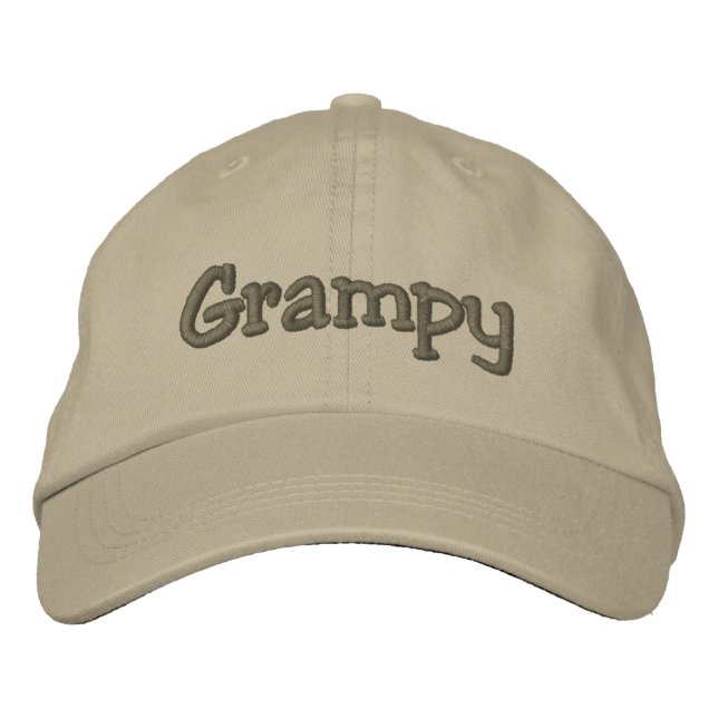 Grampy Khaki Embroidered Baseball Cap / Hat (Front)