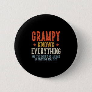 Grampy knows everything father's day retro vintage 6 cm round badge