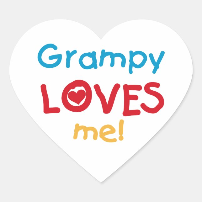 Grampy Loves Me T-shirts and Gifts Heart Sticker (Front)