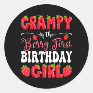 Grampy of Berry First Birthday Girl Strawberry 1st Classic Round Sticker