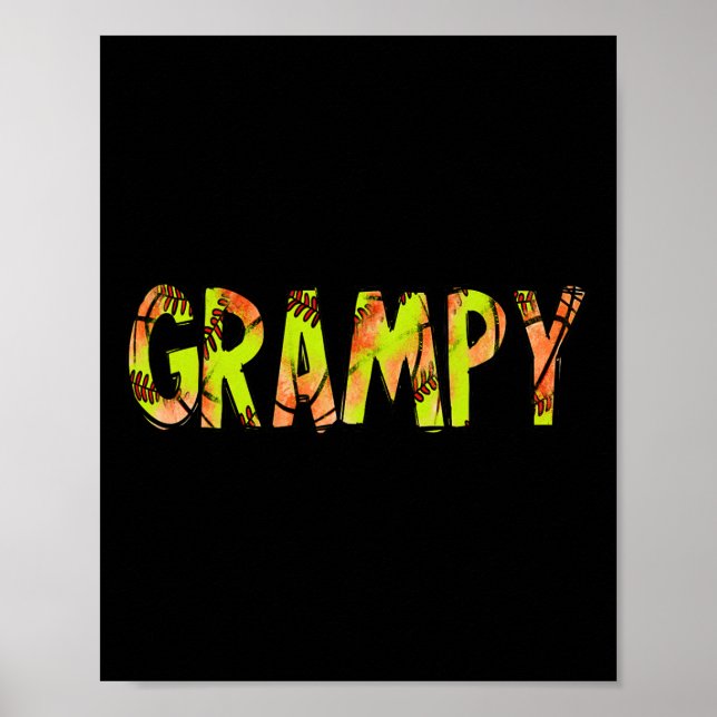Grampy Of Both Half Sketll Softll Birthday Boy  Poster (Front)