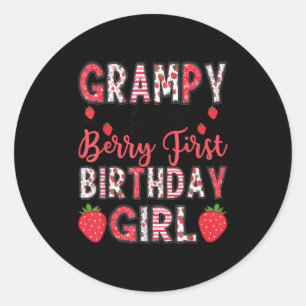 Grampy Of The Berry First Birthday Girl Strawberry Classic Round Sticker
