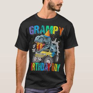 Grampy Of The Birthday Boy Monster Truck Dinosaur T-Shirt