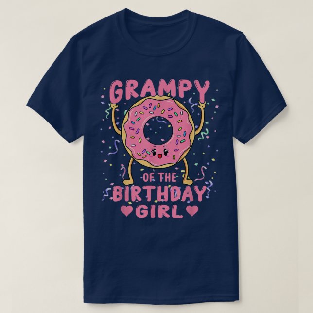 Grampy Of The Birthday Girl Pink Doughnut Bday Par T-Shirt (Design Front)