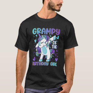 Grampy of the Birthday Party Girl Dabbing Unicorn T-Shirt