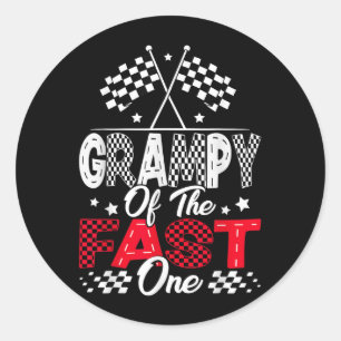 Grampy Of The Fast One First Birthday Racing Car F Classic Round Sticker