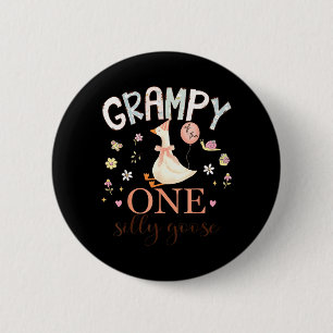 Grampy of The One Silly Goose 1st Birthday Girl 6 Cm Round Badge