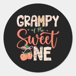 Grampy of The Sweet One Peach 1st Birthday Girl Classic Round Sticker