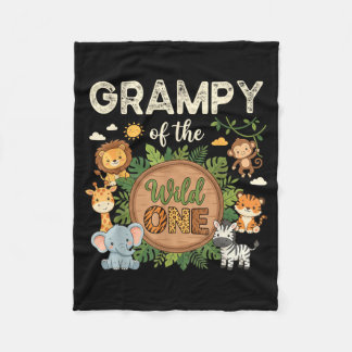 Grampy of The Wild One Safari First Birthday Fleece Blanket