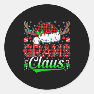 Grams Claus Christmas Lights Matching Family Xmas  Classic Round Sticker