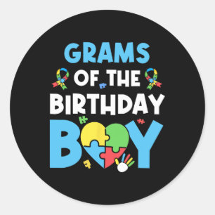 Grams Of The Birthday Boy Autism Awareness Puzzle Classic Round Sticker