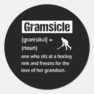 Gramsicle Ice Hockey Grandma Sicle Definition Classic Round Sticker