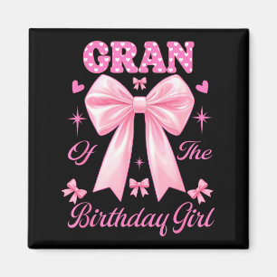 Gran birthday girl matching coquette pink bow magnet