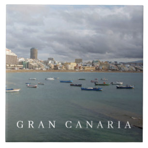 Gran Canaria Las Canteras boats view ceramic tile