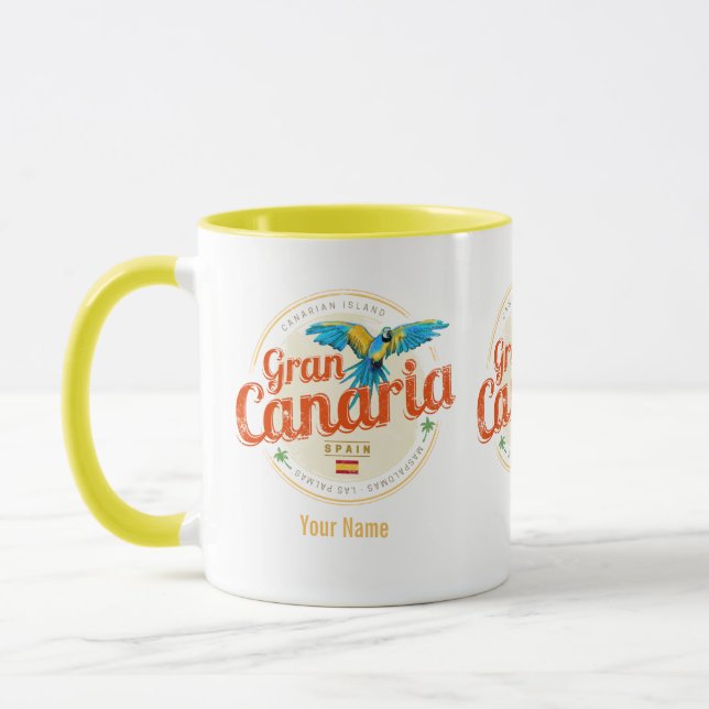 Gran Canaria Parrot Canary Islands Spain Vintage Mug (Left)