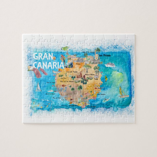 Gran Canaria Travel Map Jigsaw Puzzle (Horizontal)