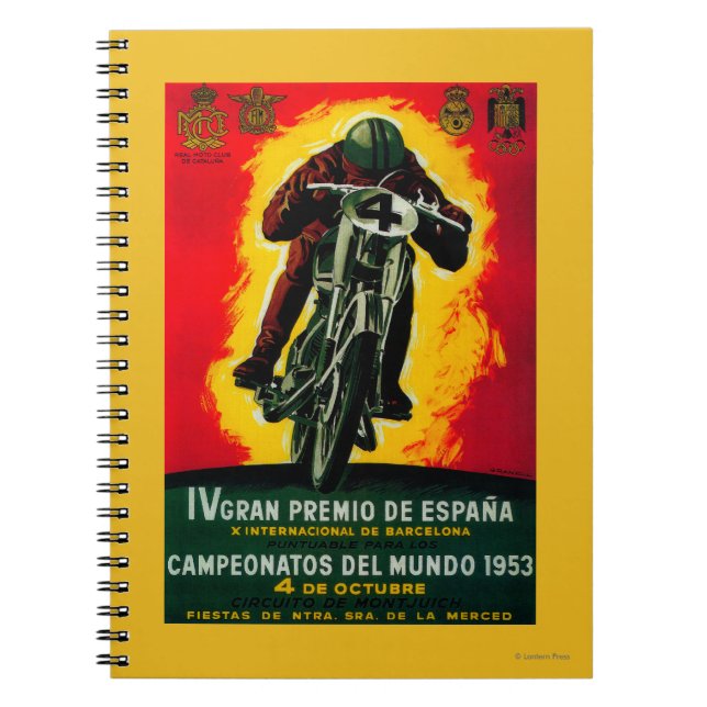 Gran Premio de Espana Vintage PosterEurope Notebook (Front)