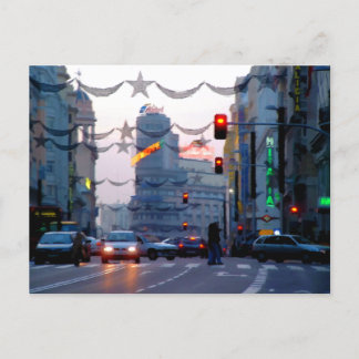 Gran Vía de Madrid en Navidad Postcard