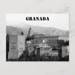 granada alhambra grey postcard