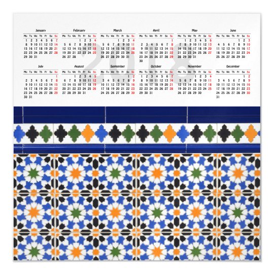 Granada, Spain 2018 calendar magnetic card